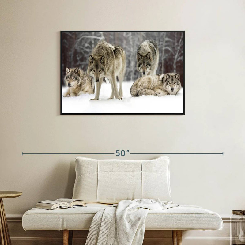 Wolf Pack, 37" X 25", Floating Frame Black