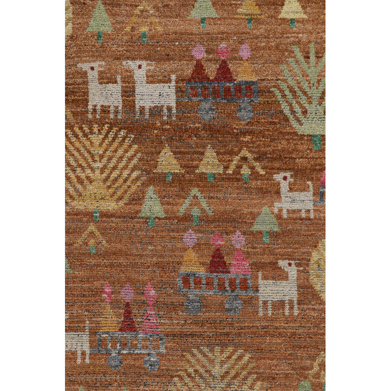 Rug & Kilim’S Swedish Rug In Brown With Figural Geometric Patterns, Rectangle 8' x 10'