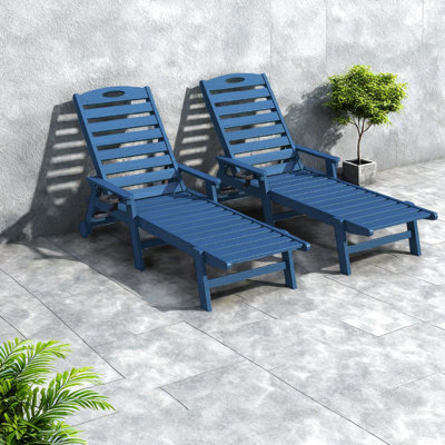 Chaises longues durables de patio de Hdpe, ensemble réglable moderne pour bronzer