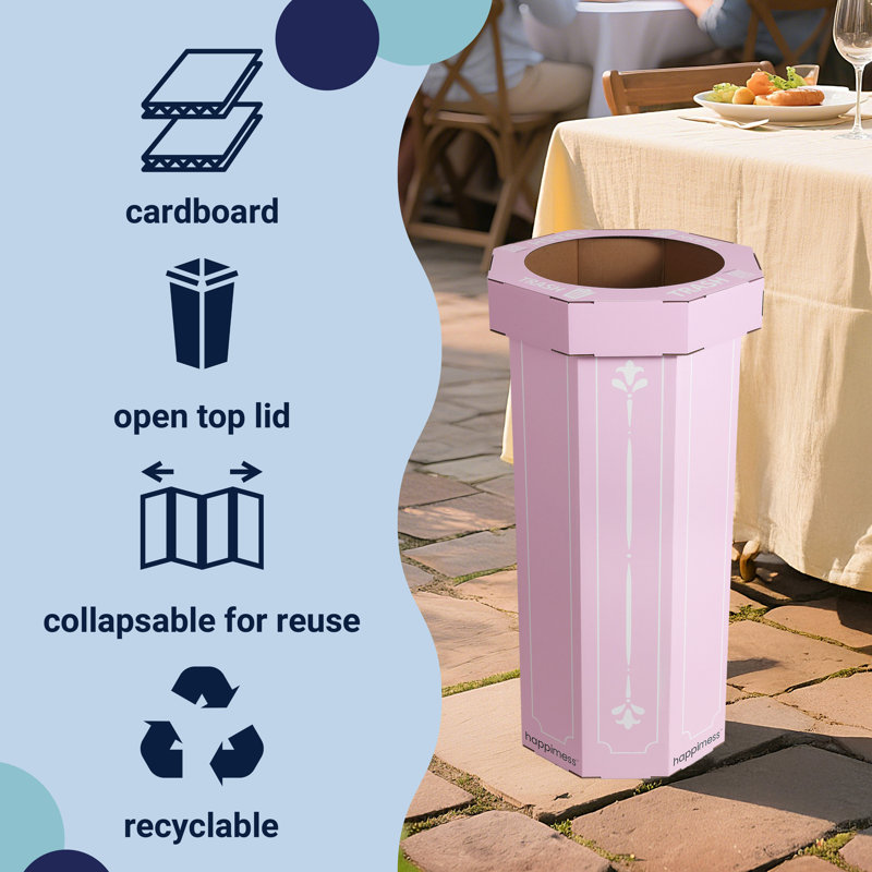 Poubelle et bac de recyclage en carton ondulé jetable classique classique 25 gallons Fleur, Rose nuptiale