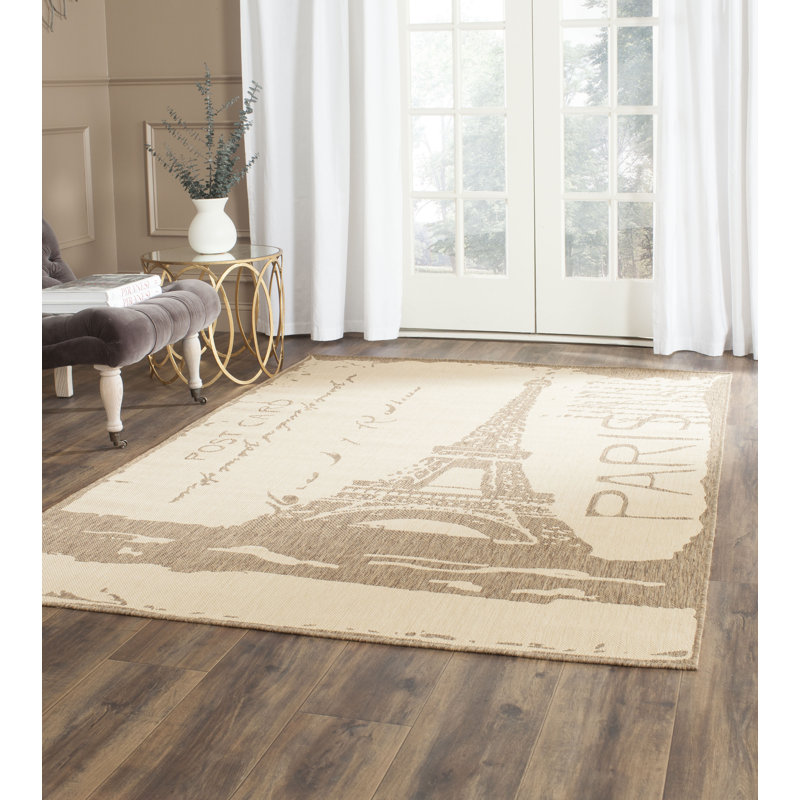 Tapis intérieur / extérieur beige / brun Fleming, Rectangle 6 pi 7 po x 9 pi 6 po
