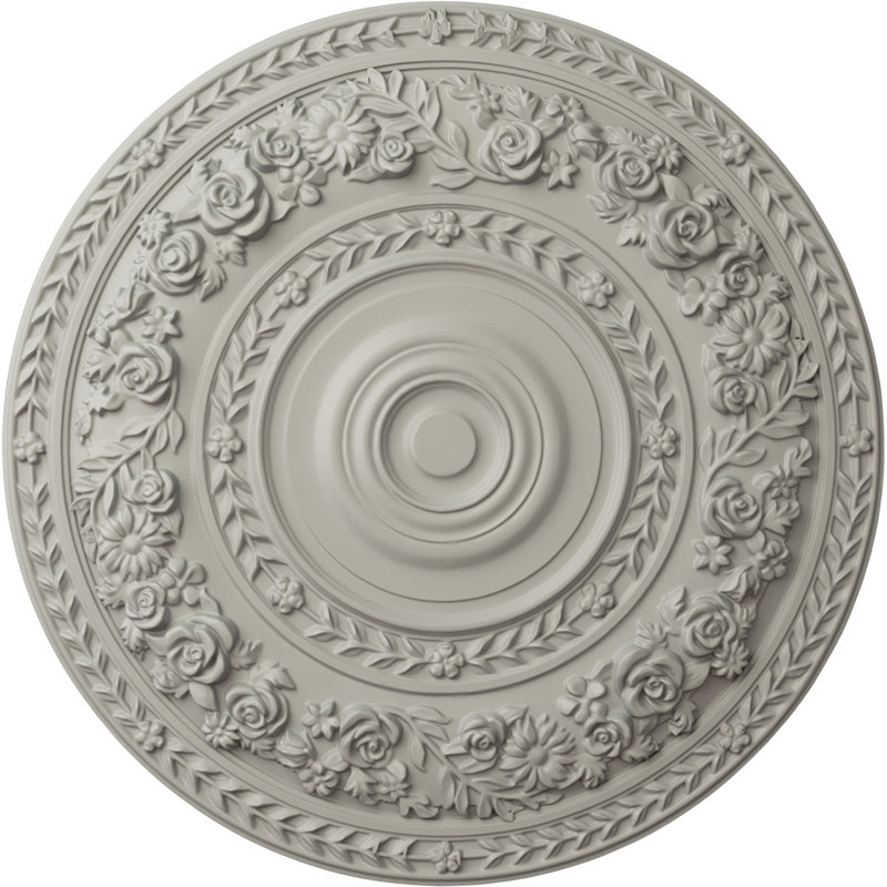 Pot of Cream Round Urethane Rose Ceiling Medallion