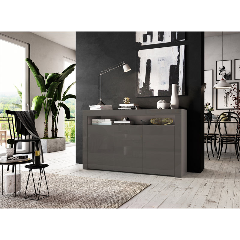Dina 152cm Sideboard, White Matte/ Grey High Gloss, No
