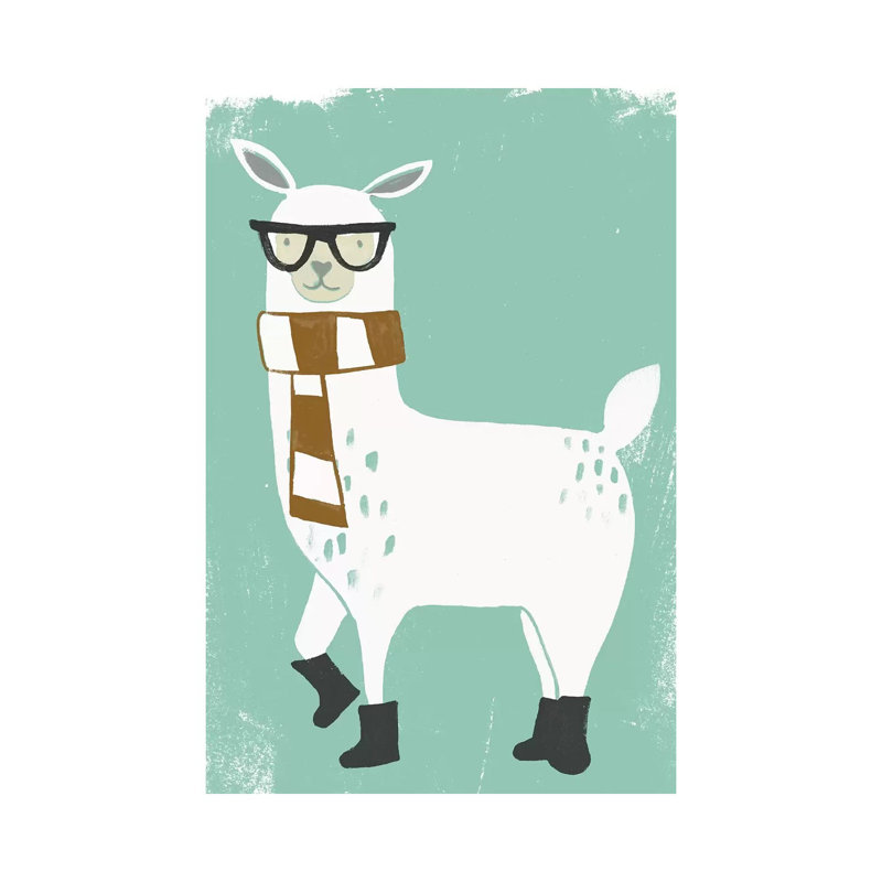 Bundle Up Llama II by June Erica Vess - Wrapped Canvas Painting, 20.32 cm H x 30.48 cm W