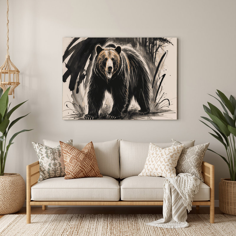 Faune, ours gris, art mural en métal, H 16 po x l 20 po