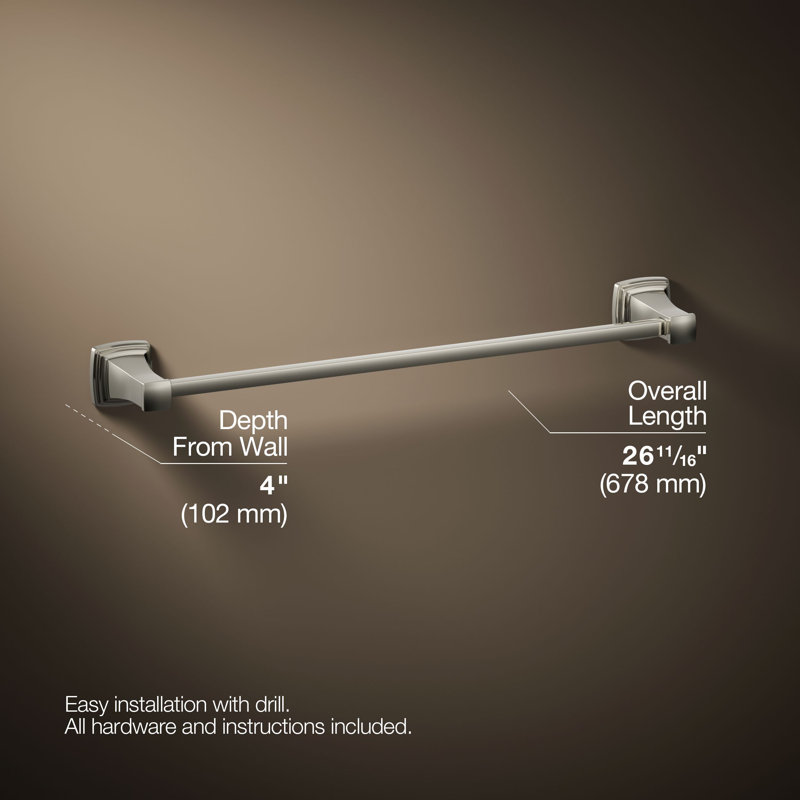 Riff Wall Mounted Towel Bar, Vibrant Polished Nickel, 24"W