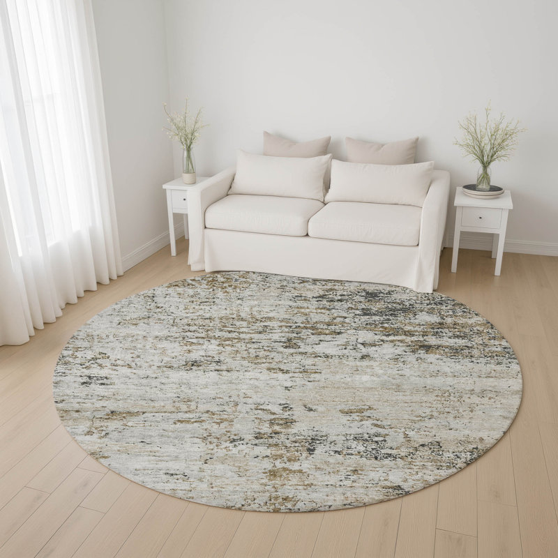 Premium Machine Washable Lubbers AMF1723 Modern Rug, Round 8'