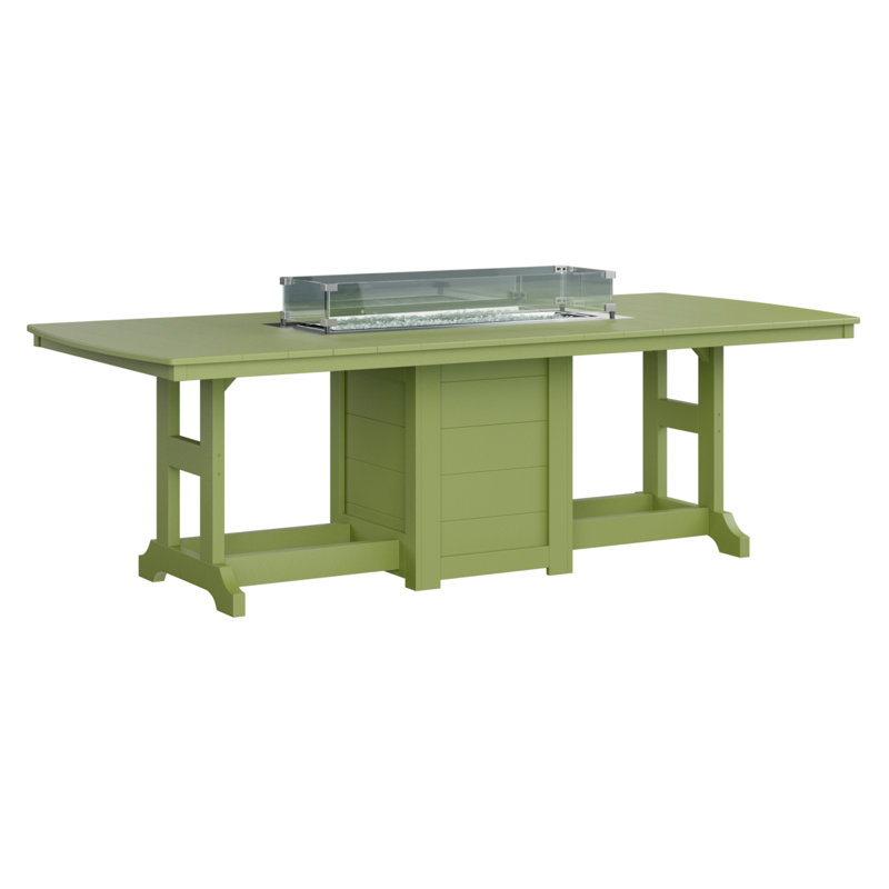 Berlin Gardens Garden Classic 96″ Fire Pit Dining Table, 30.87" H x 44" W x 96" D, Kiwi Green