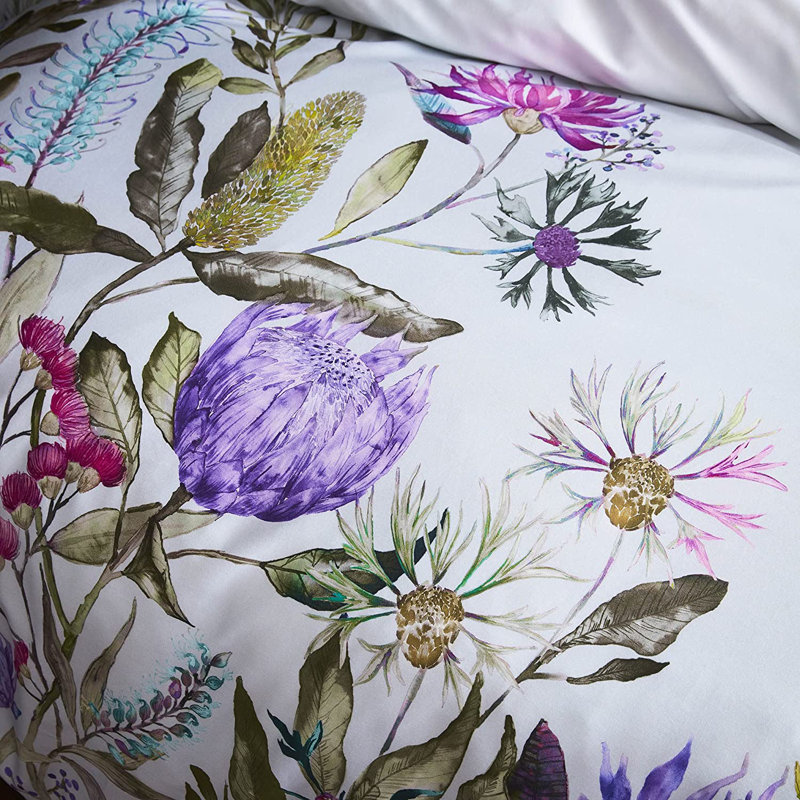 Satin Natural Modern Modern Duvet Cover Set, Pink/Purple/White, Single - 1 Standard Pillowcase
