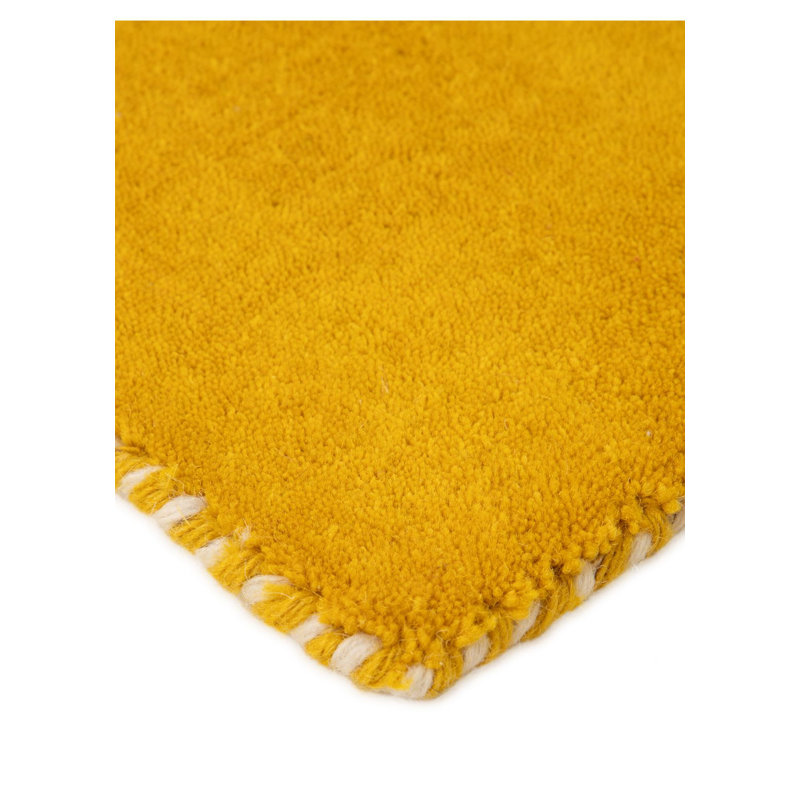 Solid Colour Wool Hand Woven Area Rug, Yellow, Runner 75 x 200cm