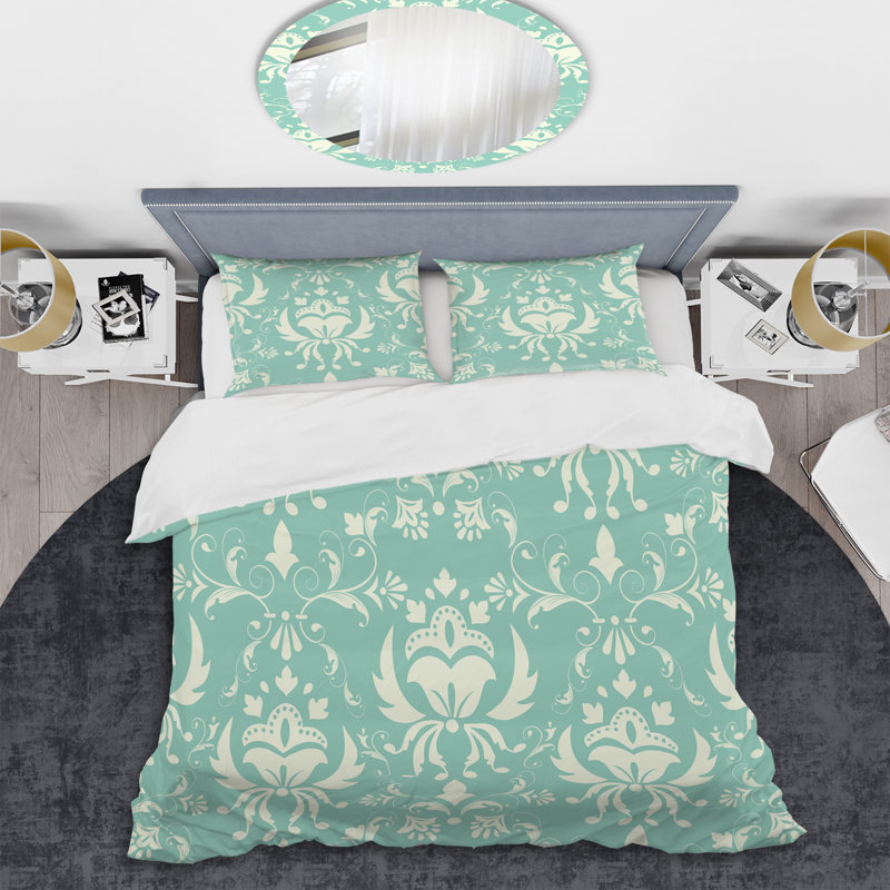 Ensemble de housse de couette en microfibre bleu ciel / blanc 3 pièces, Housse de couette pour très grand lit et 2 très