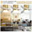 52"Smart Flush Mount 3-Blade Solid Wood Ceiling Fan With Light and Remote/App/Voice Control（Gold&Light Grey）-1111509874