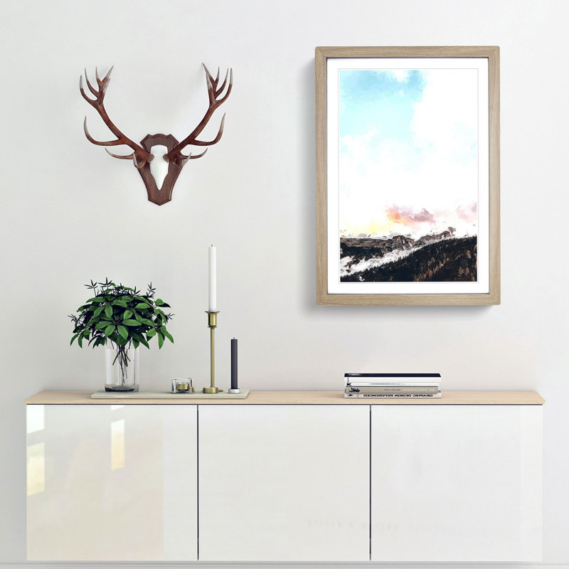 Mountains in Badia Italy in Abstract - Framed Print, Oak Framed, 87cm H x 62cm W x 2cm D