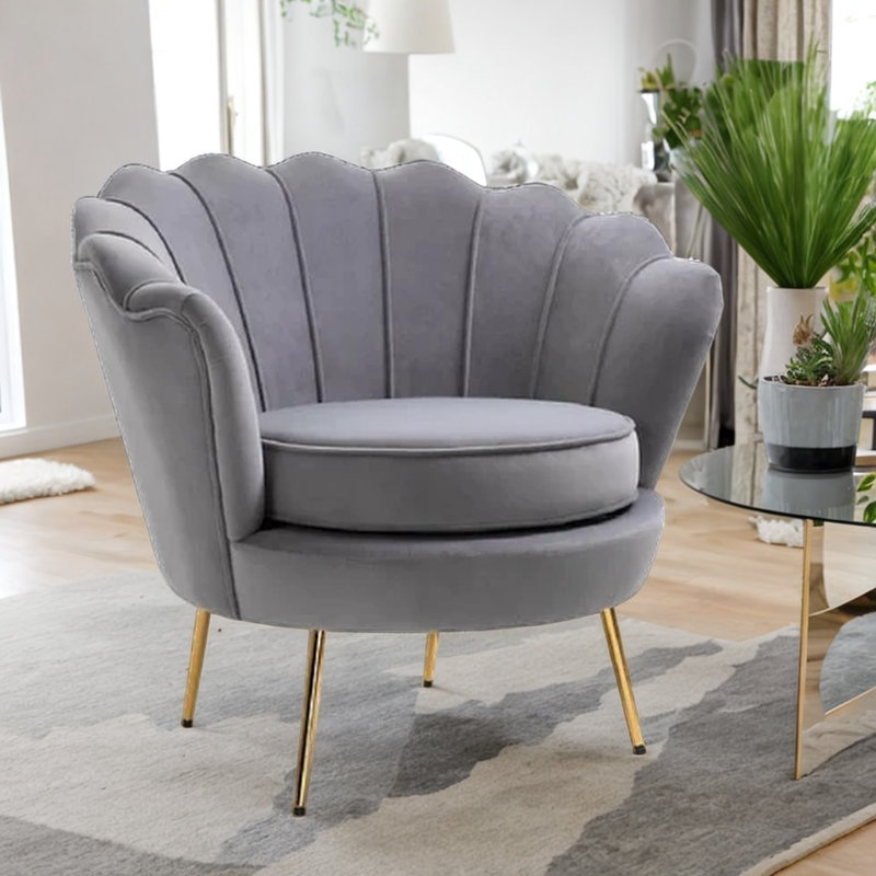 Mardina Velvet Lounge Chair, Gray
