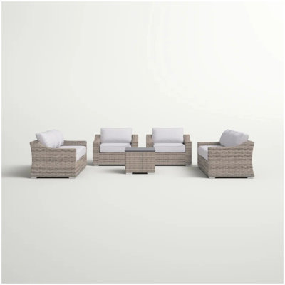 Ensemble modulaire de patio en osier toutes saisons 8 pièces - pré-assemblé avec coussins