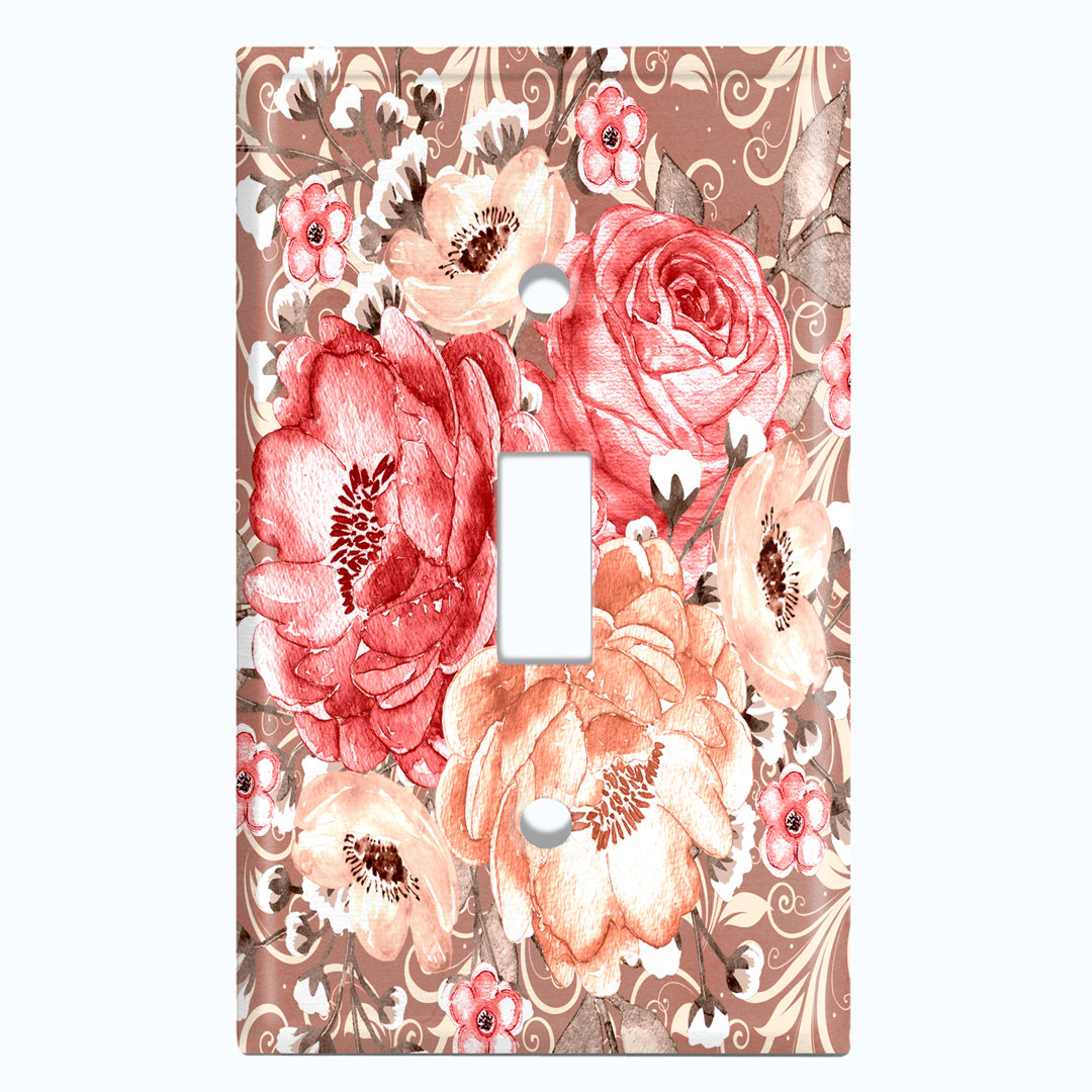Red Pink Rose Flower Landscape & Nature 1 - Gang Toggle Light Switch Standard Wall Plate WorldAcc