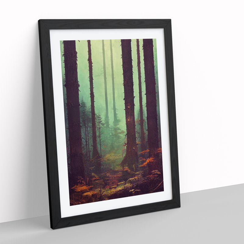 Autumnal Forest Woodland - Single Picture Frame Print, Black Framed, 64cm H x 46cm W x 2cm D