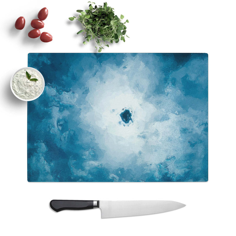 Tempered Glass Hole in the Clouds Chopping Board, 39 cm W x 28.5 cm L