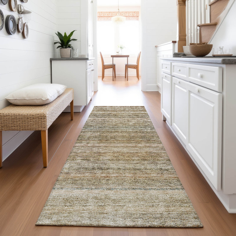 Tapis à rayures Melvin AMF1167 lavable à la machine de qualité supérieure, Tapis de couloir 2 pi 3 po x 7 pi 6 po