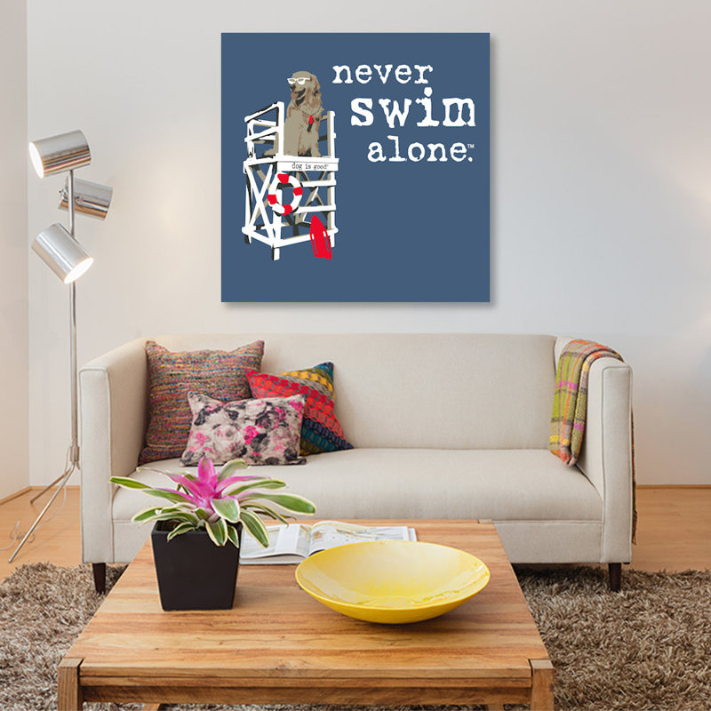 «Never Swim Alone», impression sur toile, H 12 po x l 12 po x P 0,75 po, Pas de tapis, Toile tendue