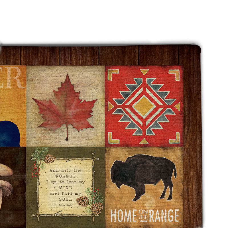 Natures Lodge Collage Chenille Patchwork Indoor Rug, Rectangle 4' x 6'