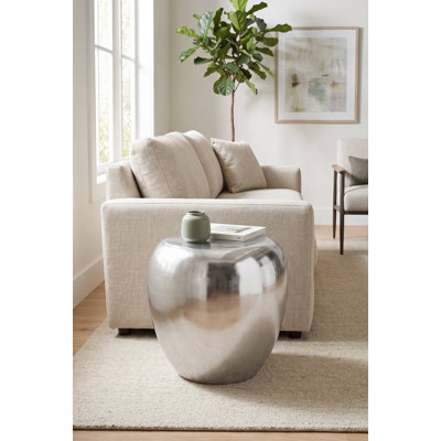 River Stone Side Table, Silver