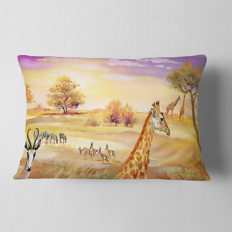 Coussin lombaire savannah d’illustration de la faune sauvage