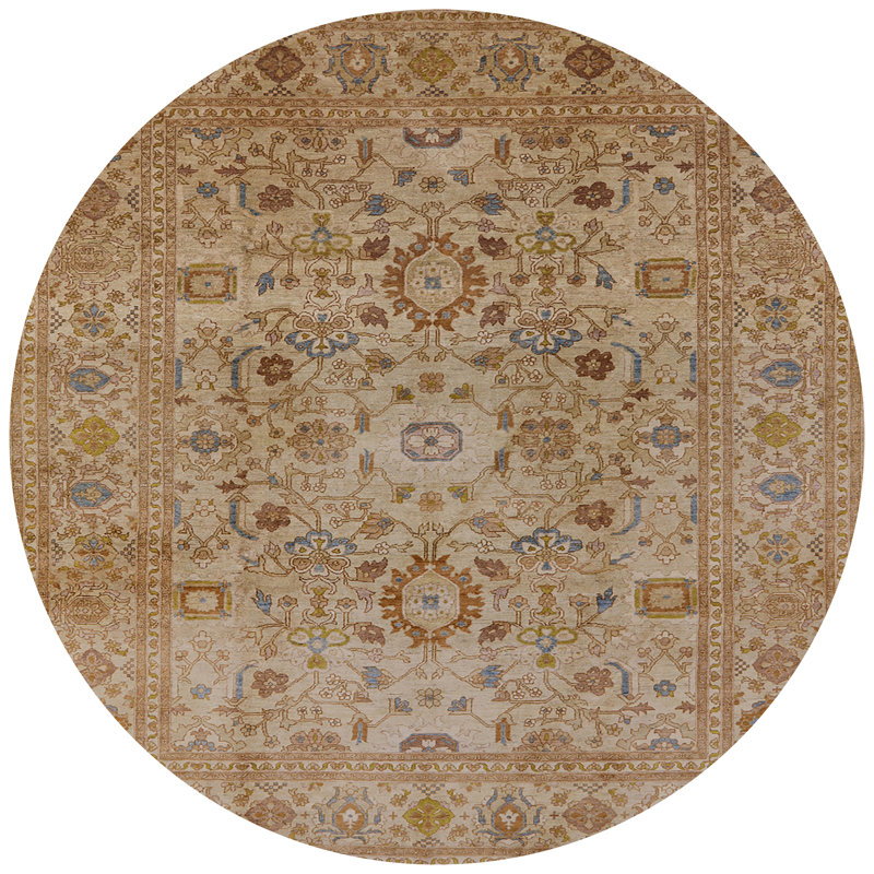 Tapis oriental bleu / brun Cavin, Rond 3 pi