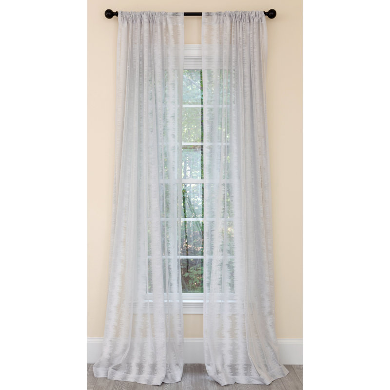 Panneau de rideau simple avec passe-tringle ikat Tyonna, l 54 po x L 108 po, Gris