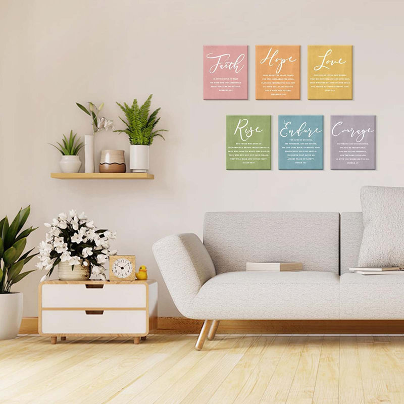 Faith Hope Love Bible Verse Wall Art, Set Of 6 Prints Religious Prayer Wall Art, 20x25cm