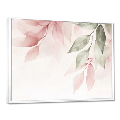 «Blush Botanical Leaves In Spring IV» - art mural encadré botanique rose