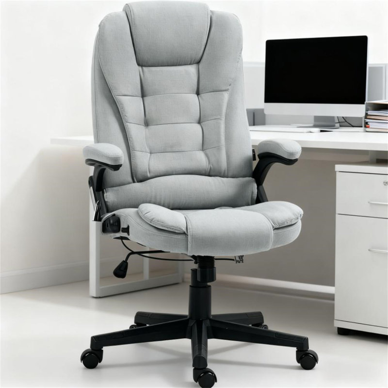Fauteuil de bureau à haut dossier avec dossier inclinable, Gris clair