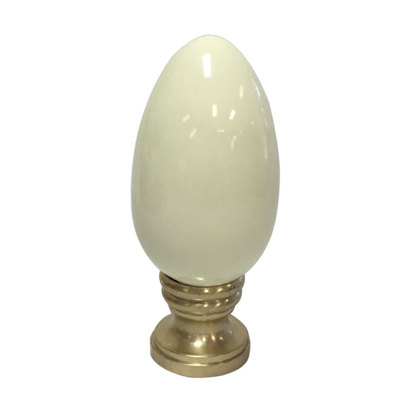 Ceramic Egg Shaped Lamp Finial, Beige