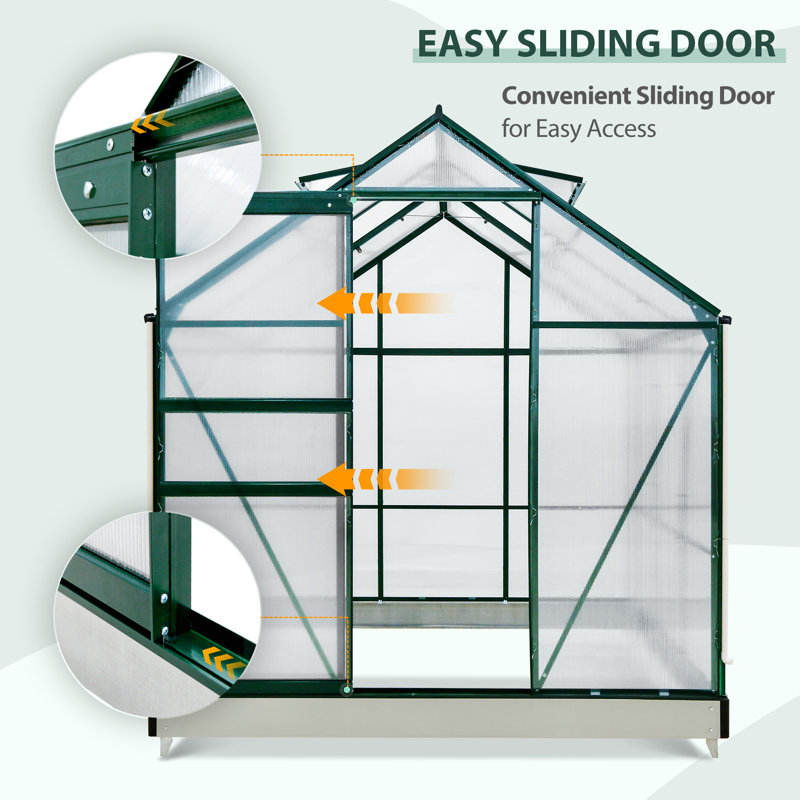 6.2 ft x 6.2 ft Walk-in Aluminum Frame Polycarbonate Hobby Greenhouse