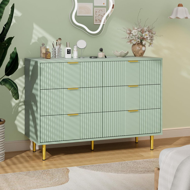 47 cm W Chest of 6 Drawers, Teal