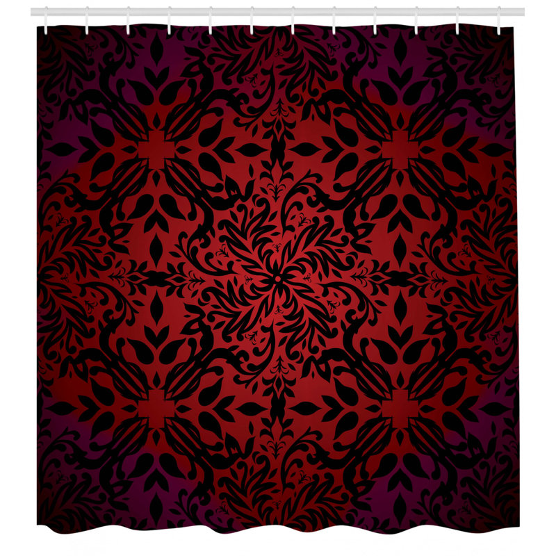 Ensemble de rideau de douche + crochets, rubis antique, H 70 po x l 69 po
