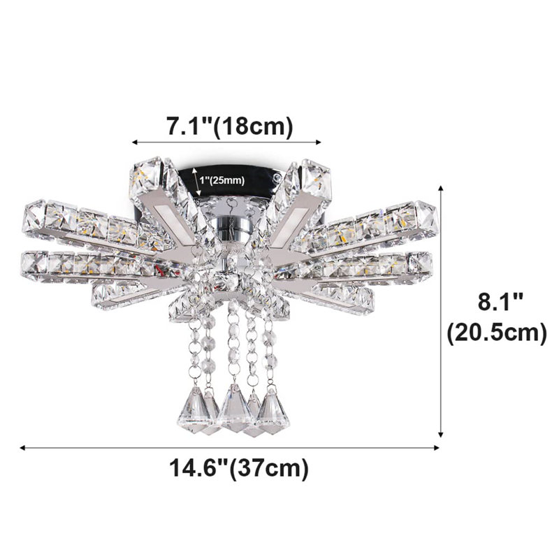 URBNLIVING Acrylic LED Flush Mount, Warm White