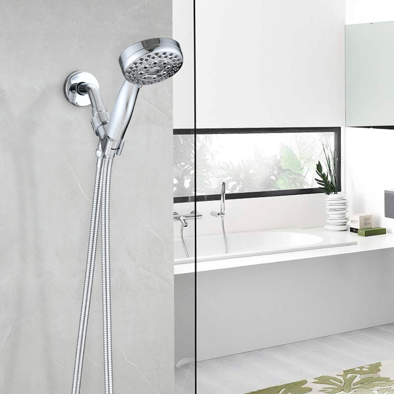 5 Mode Adjustable Settings Handheld Shower Head With Hose High Pressure Shower Heads, Chrome