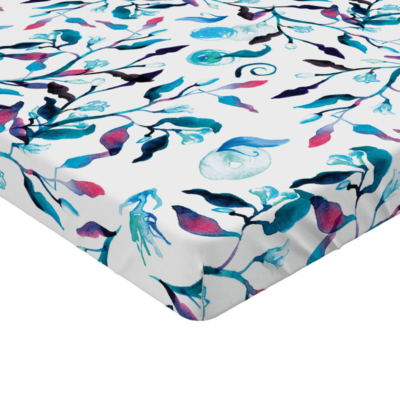 Drap-housse à motif floral Ambesonne, Bleu ciel, rose, bleu sarcelle / floral, Drap-housse de taille double