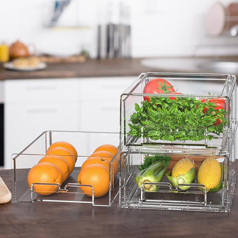 Orren Ellis Stackable Fridge Organizer Bins,2 Pack Refrigerator Drawers ...