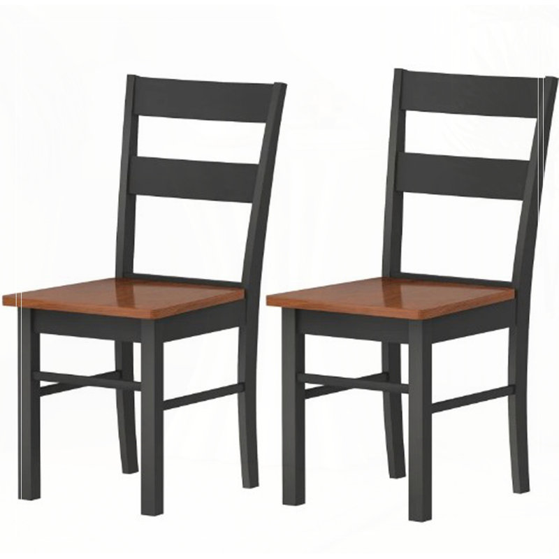 Ensemble de 2 chaises de table de cuisine en bois à dossier ouvert, Noir