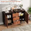 Buffet avec tiroirs, grande armoire de rangement à buffet avec tablettes et portes de 51,2 po