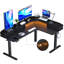 Bureau en L réglable en hauteur de 66 po avec prises de courant et 3 tiroirs, bureau pour bureau personnel-975960253