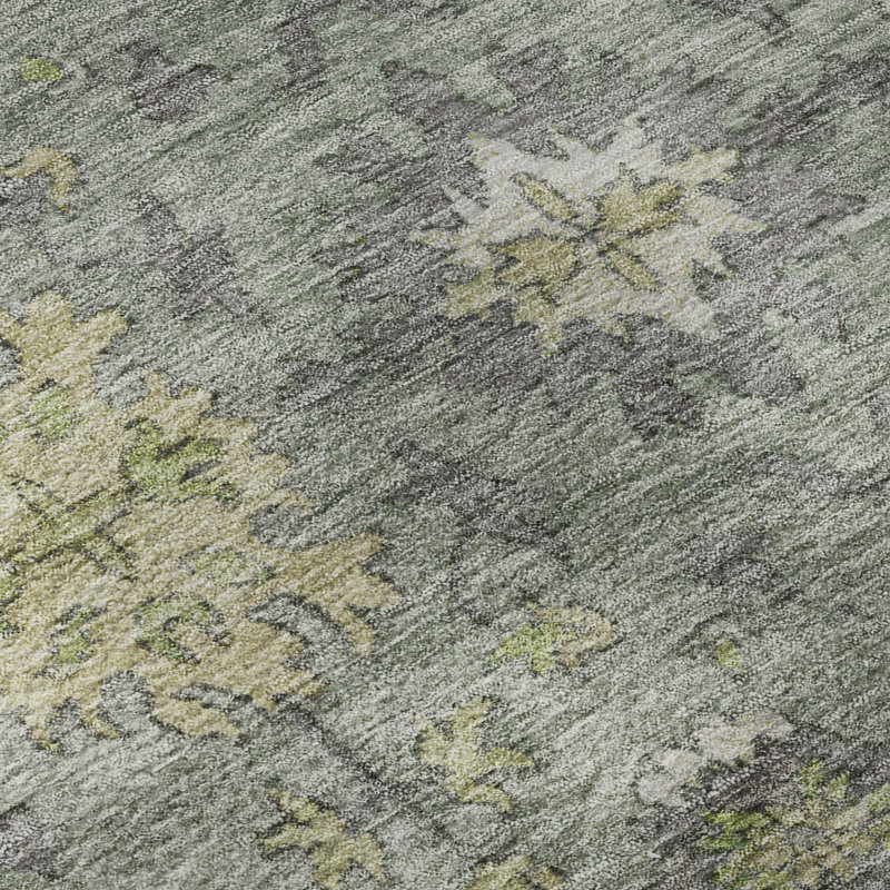 Premium Machine Washable Mayfield AMF2052 Global Rug, 3' x 5', Sage
