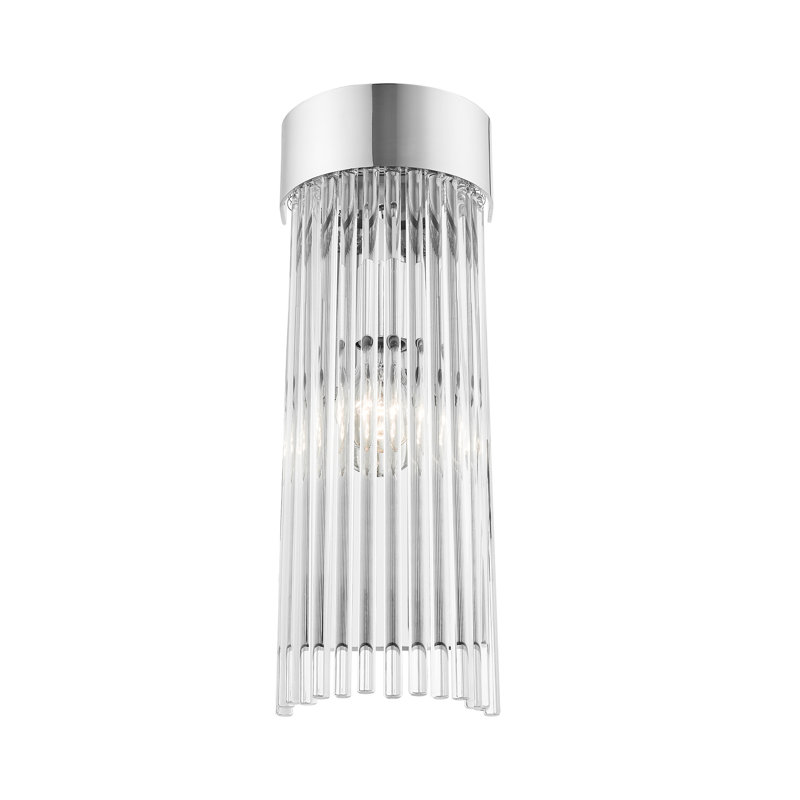 Bamey Steel Flush Mounted Sconce, Polished Chrome
