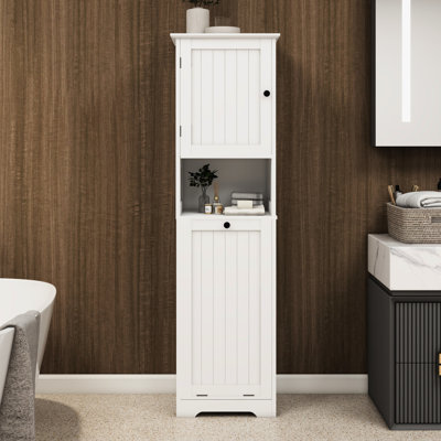 Un trieur de linge blanc - armoire inclinable, E1, peinture, capacité de 60 lb, économiseur d'espace, facile à assembler rapidement et facilement avec l'armoire à un compartiment, porte, matériau, économie de charge, installation
