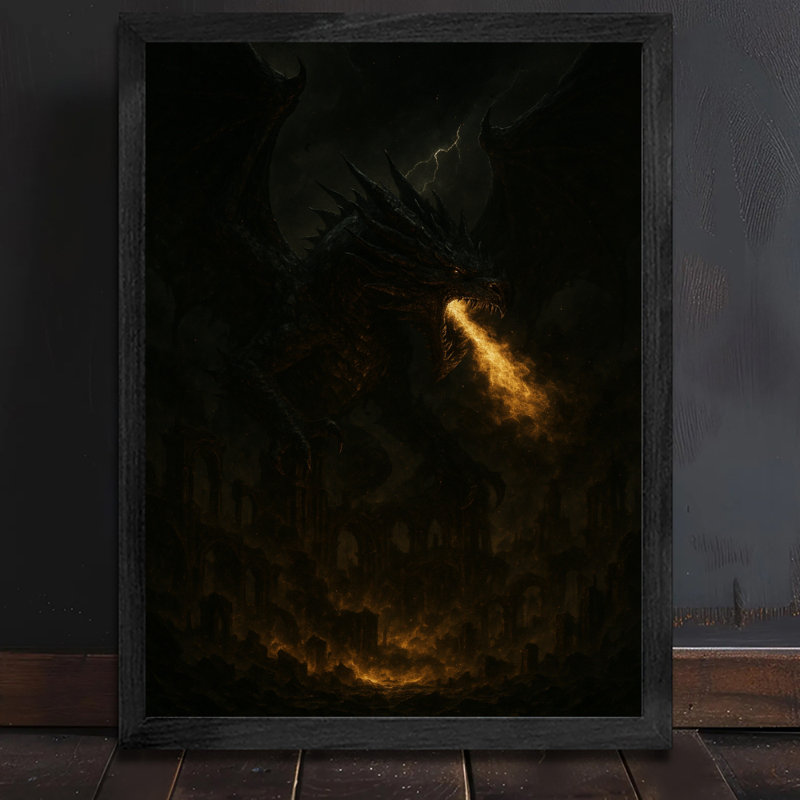 Art encadré noir, fantaisie sombre, cracheur de feu, art rétro, impressions encadrées, H 37 po x l 25 po
