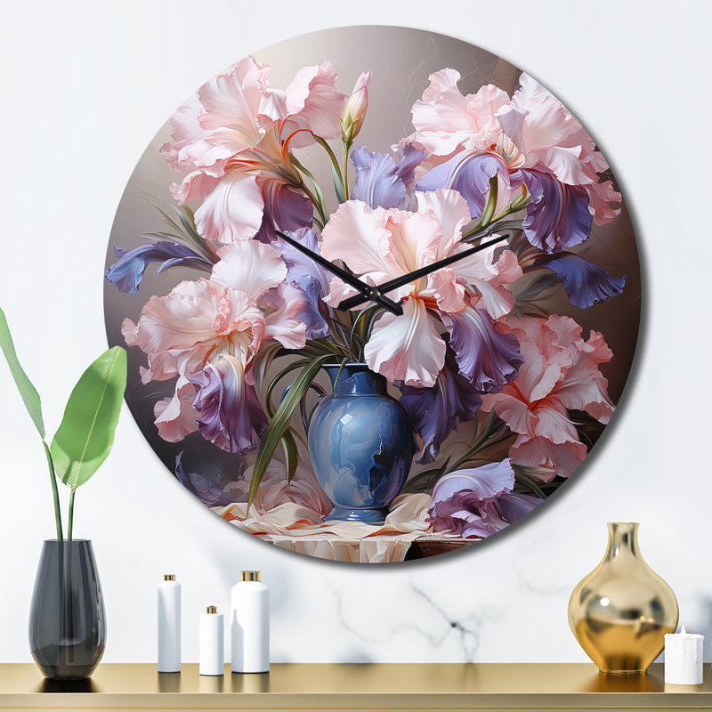 Cyerra - Horloge murale florale, Grand