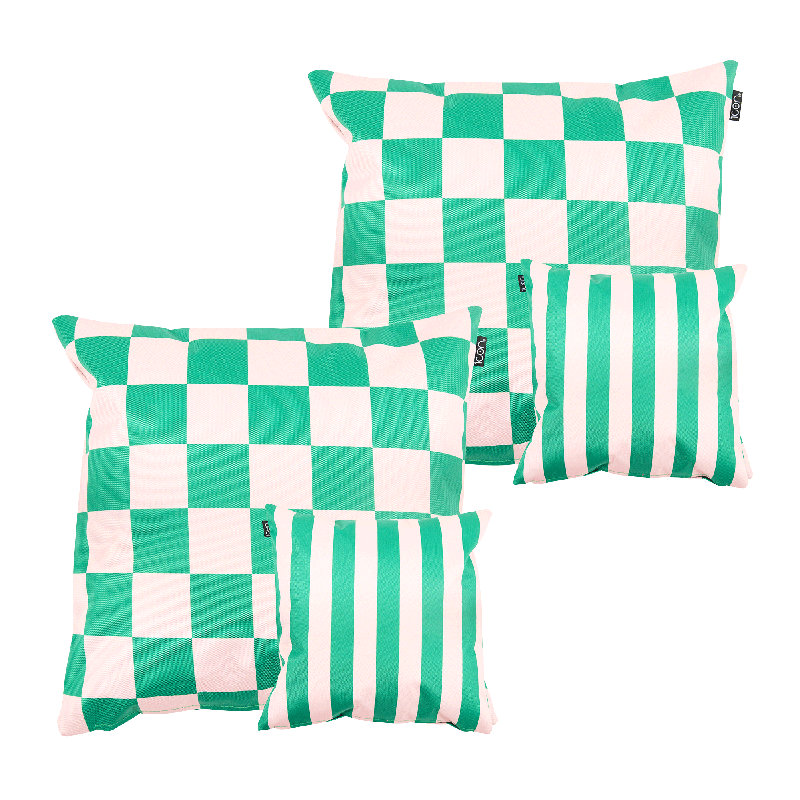 Checkerboard & Stripe Indoor-Outdoor Cushions, Green Striped