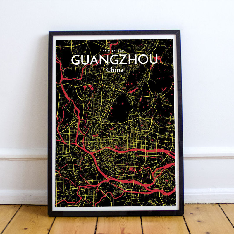 Guangzhou City Map - No Frame Print, 43.2cm H x 27.9cm W x 0.13cm D